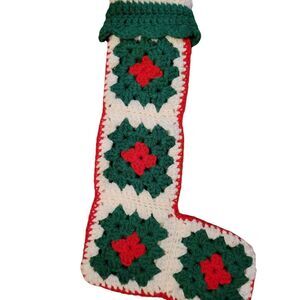 Vintage Hand Crocheted Christmas Stocking